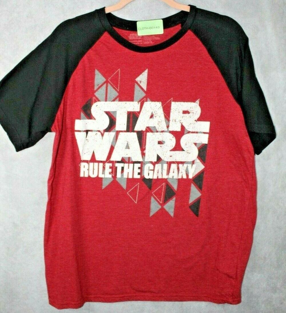 Star Wars Shirt Mens L Large Red Short Sleeve Raglan Graphic Rule The Galaxy